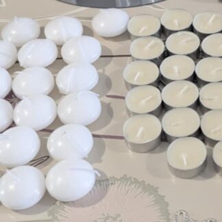 18 bougies flottantes blanches et 22 chauffes plats sans parfum